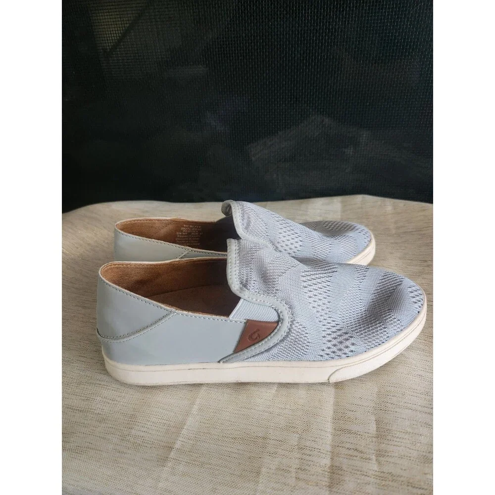OLUKAI Pehuea Women's Slip On Sneakers Casual Everyday Shoes Gray Blue Size 7